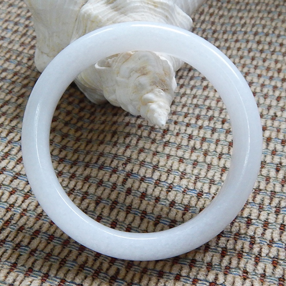 Jade Stone Bangle Bracelet White 62mm